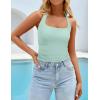 imageZESICA Womens Halter Tank Top 2025 Summer Sleeveless Scoop Neck Backless Shirts Slim Fitted Casual Ruched Crop TopsLightgreen