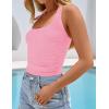 imageZESICA Womens Halter Tank Top 2025 Summer Sleeveless Scoop Neck Backless Shirts Slim Fitted Casual Ruched Crop TopsPink