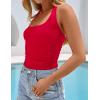 imageZESICA Womens Halter Tank Top 2025 Summer Sleeveless Scoop Neck Backless Shirts Slim Fitted Casual Ruched Crop TopsRed