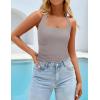 imageZESICA Womens Halter Tank Top 2025 Summer Sleeveless Scoop Neck Backless Shirts Slim Fitted Casual Ruched Crop TopsSmoke