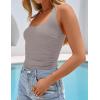imageZESICA Womens Halter Tank Top 2025 Summer Sleeveless Scoop Neck Backless Shirts Slim Fitted Casual Ruched Crop TopsSmoke