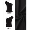 imageZESICA Womens One Shoulder Tank Tops 2025 Summer Sleeveless Going Out T Shirts Knit Slim Fit Fashion Tee TopBlack
