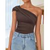 imageZESICA Womens One Shoulder Tank Tops 2025 Summer Sleeveless Going Out T Shirts Knit Slim Fit Fashion Tee TopCoffee