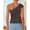 imageZESICA Womens One Shoulder Tank Tops 2025 Summer Sleeveless Going Out T Shirts Knit Slim Fit Fashion Tee TopCoffee