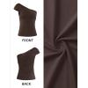 imageZESICA Womens One Shoulder Tank Tops 2025 Summer Sleeveless Going Out T Shirts Knit Slim Fit Fashion Tee TopCoffee