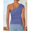 imageZESICA Womens One Shoulder Tank Tops 2025 Summer Sleeveless Going Out T Shirts Knit Slim Fit Fashion Tee TopDusty Blue