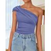 imageZESICA Womens One Shoulder Tank Tops 2025 Summer Sleeveless Going Out T Shirts Knit Slim Fit Fashion Tee TopDusty Blue