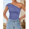 imageZESICA Womens One Shoulder Tank Tops 2025 Summer Sleeveless Going Out T Shirts Knit Slim Fit Fashion Tee TopDusty Blue