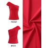 imageZESICA Womens One Shoulder Tank Tops 2025 Summer Sleeveless Going Out T Shirts Knit Slim Fit Fashion Tee TopRed