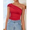 imageZESICA Womens One Shoulder Tank Tops 2025 Summer Sleeveless Going Out T Shirts Knit Slim Fit Fashion Tee TopRed