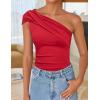 imageZESICA Womens One Shoulder Tank Tops 2025 Summer Sleeveless Going Out T Shirts Knit Slim Fit Fashion Tee TopRed