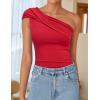 imageZESICA Womens One Shoulder Tank Tops 2025 Summer Sleeveless Going Out T Shirts Knit Slim Fit Fashion Tee TopRed