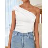 imageZESICA Womens One Shoulder Tank Tops 2025 Summer Sleeveless Going Out T Shirts Knit Slim Fit Fashion Tee TopWhite