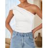 imageZESICA Womens One Shoulder Tank Tops 2025 Summer Sleeveless Going Out T Shirts Knit Slim Fit Fashion Tee TopWhite