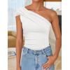 imageZESICA Womens One Shoulder Tank Tops 2025 Summer Sleeveless Going Out T Shirts Knit Slim Fit Fashion Tee TopWhite