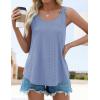imageZESICA Womens Summer Eyelet Tank Tops Loose Trendy Scoop Neck Sleeveless Flowy ShirtsBlue