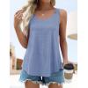 imageZESICA Womens Summer Eyelet Tank Tops Loose Trendy Scoop Neck Sleeveless Flowy ShirtsBlue