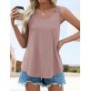 imageZESICA Womens Summer Eyelet Tank Tops Loose Trendy Scoop Neck Sleeveless Flowy ShirtsDarkpink