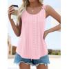 imageZESICA Womens Summer Eyelet Tank Tops Loose Trendy Scoop Neck Sleeveless Flowy ShirtsPink