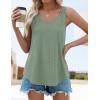 imageZESICA Womens Summer Eyelet Tank Tops Loose Trendy Scoop Neck Sleeveless Flowy ShirtsSage