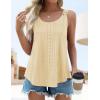 imageZESICA Womens Summer Eyelet Tank Tops Loose Trendy Scoop Neck Sleeveless Flowy ShirtsYellow