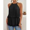 imageZESICA Womens Summer Halter Tank Tops Casual Sleeveless Ruffle Tiered Layered Chiffon Flowy Blouse ShirtsBlack