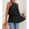 imageZESICA Womens Summer Halter Tank Tops Casual Sleeveless Ruffle Tiered Layered Chiffon Flowy Blouse ShirtsBlack