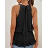 imageZESICA Womens Summer Halter Tank Tops Casual Sleeveless Ruffle Tiered Layered Chiffon Flowy Blouse ShirtsBlack