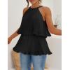 imageZESICA Womens Summer Halter Tank Tops Casual Sleeveless Ruffle Tiered Layered Chiffon Flowy Blouse ShirtsBlack