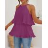 imageZESICA Womens Summer Halter Tank Tops Casual Sleeveless Ruffle Tiered Layered Chiffon Flowy Blouse ShirtsEggplant
