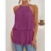 imageZESICA Womens Summer Halter Tank Tops Casual Sleeveless Ruffle Tiered Layered Chiffon Flowy Blouse ShirtsEggplant