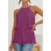 imageZESICA Womens Summer Halter Tank Tops Casual Sleeveless Ruffle Tiered Layered Chiffon Flowy Blouse ShirtsEggplant