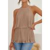 imageZESICA Womens Summer Halter Tank Tops Casual Sleeveless Ruffle Tiered Layered Chiffon Flowy Blouse ShirtsKhaki