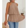 imageZESICA Womens Summer Halter Tank Tops Casual Sleeveless Ruffle Tiered Layered Chiffon Flowy Blouse ShirtsKhaki