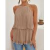 imageZESICA Womens Summer Halter Tank Tops Casual Sleeveless Ruffle Tiered Layered Chiffon Flowy Blouse ShirtsKhaki