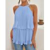 imageZESICA Womens Summer Halter Tank Tops Casual Sleeveless Ruffle Tiered Layered Chiffon Flowy Blouse ShirtsLightblue