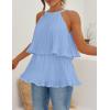 imageZESICA Womens Summer Halter Tank Tops Casual Sleeveless Ruffle Tiered Layered Chiffon Flowy Blouse ShirtsLightblue
