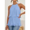 imageZESICA Womens Summer Halter Tank Tops Casual Sleeveless Ruffle Tiered Layered Chiffon Flowy Blouse ShirtsLightblue