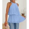 imageZESICA Womens Summer Halter Tank Tops Casual Sleeveless Ruffle Tiered Layered Chiffon Flowy Blouse ShirtsLightblue