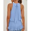 imageZESICA Womens Summer Halter Tank Tops Casual Sleeveless Ruffle Tiered Layered Chiffon Flowy Blouse ShirtsLightblue