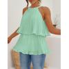 imageZESICA Womens Summer Halter Tank Tops Casual Sleeveless Ruffle Tiered Layered Chiffon Flowy Blouse ShirtsLihgt Green