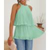 imageZESICA Womens Summer Halter Tank Tops Casual Sleeveless Ruffle Tiered Layered Chiffon Flowy Blouse ShirtsLihgt Green