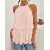 imageZESICA Womens Summer Halter Tank Tops Casual Sleeveless Ruffle Tiered Layered Chiffon Flowy Blouse ShirtsPink