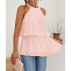 imageZESICA Womens Summer Halter Tank Tops Casual Sleeveless Ruffle Tiered Layered Chiffon Flowy Blouse ShirtsPink