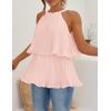 imageZESICA Womens Summer Halter Tank Tops Casual Sleeveless Ruffle Tiered Layered Chiffon Flowy Blouse ShirtsPink
