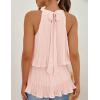 imageZESICA Womens Summer Halter Tank Tops Casual Sleeveless Ruffle Tiered Layered Chiffon Flowy Blouse ShirtsPink