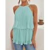 imageZESICA Womens Summer Halter Tank Tops Casual Sleeveless Ruffle Tiered Layered Chiffon Flowy Blouse ShirtsSage