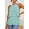 imageZESICA Womens Summer Halter Tank Tops Casual Sleeveless Ruffle Tiered Layered Chiffon Flowy Blouse ShirtsSage