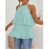 imageZESICA Womens Summer Halter Tank Tops Casual Sleeveless Ruffle Tiered Layered Chiffon Flowy Blouse ShirtsSage