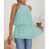 imageZESICA Womens Summer Halter Tank Tops Casual Sleeveless Ruffle Tiered Layered Chiffon Flowy Blouse ShirtsSage
